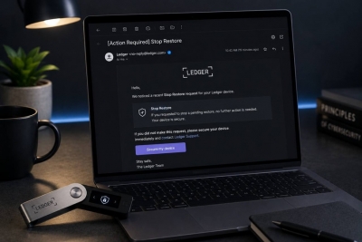 در صورت دریافت ایمیل امنیتی Stop Restore از لجر چه باید کرد؟